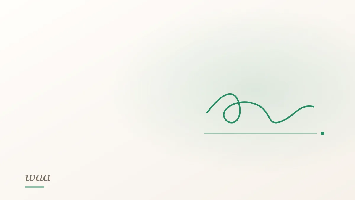 A calligraphic signature above a line, on a cream ground