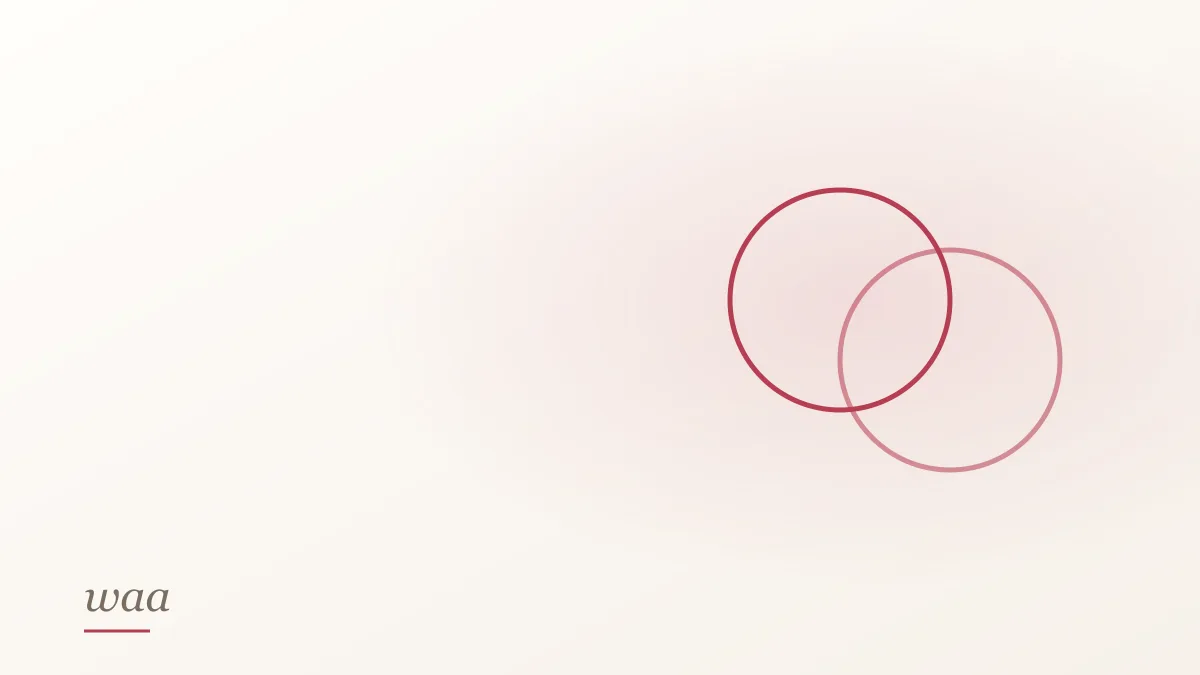 Two interlocking wedding bands, line drawing on a cream ground