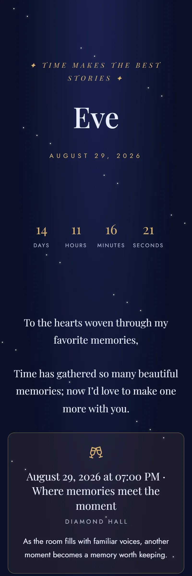 Online Anniversary invitation, Celestial template