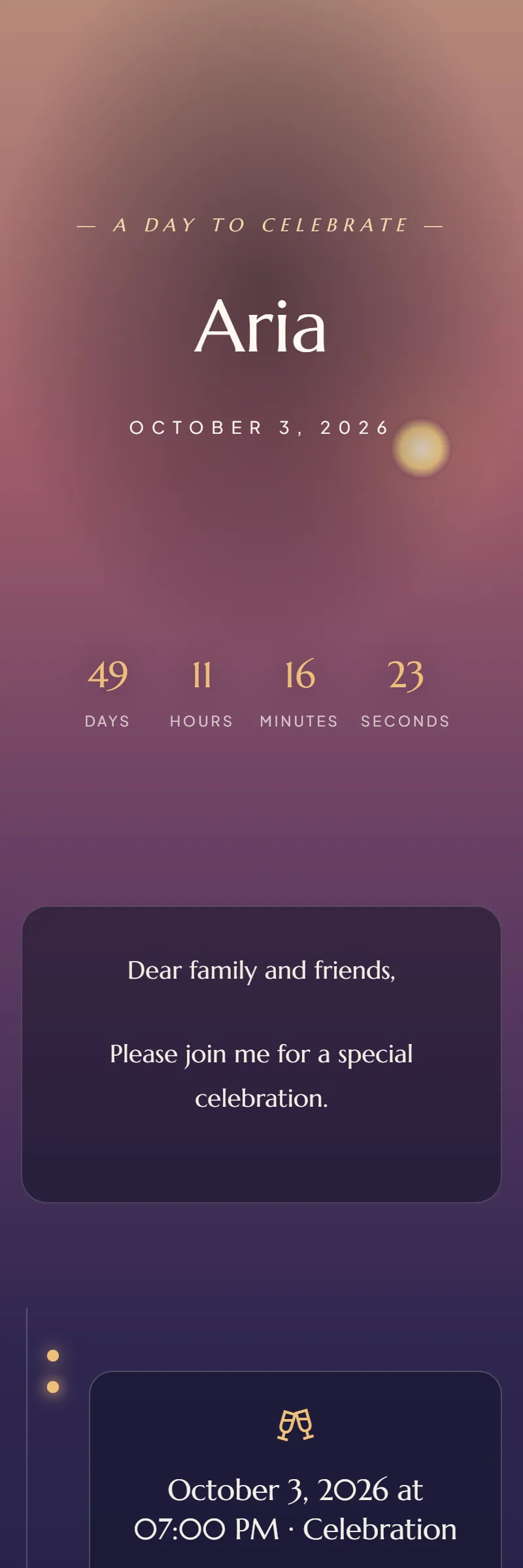 Online Anniversary invitation, Golden Hour template