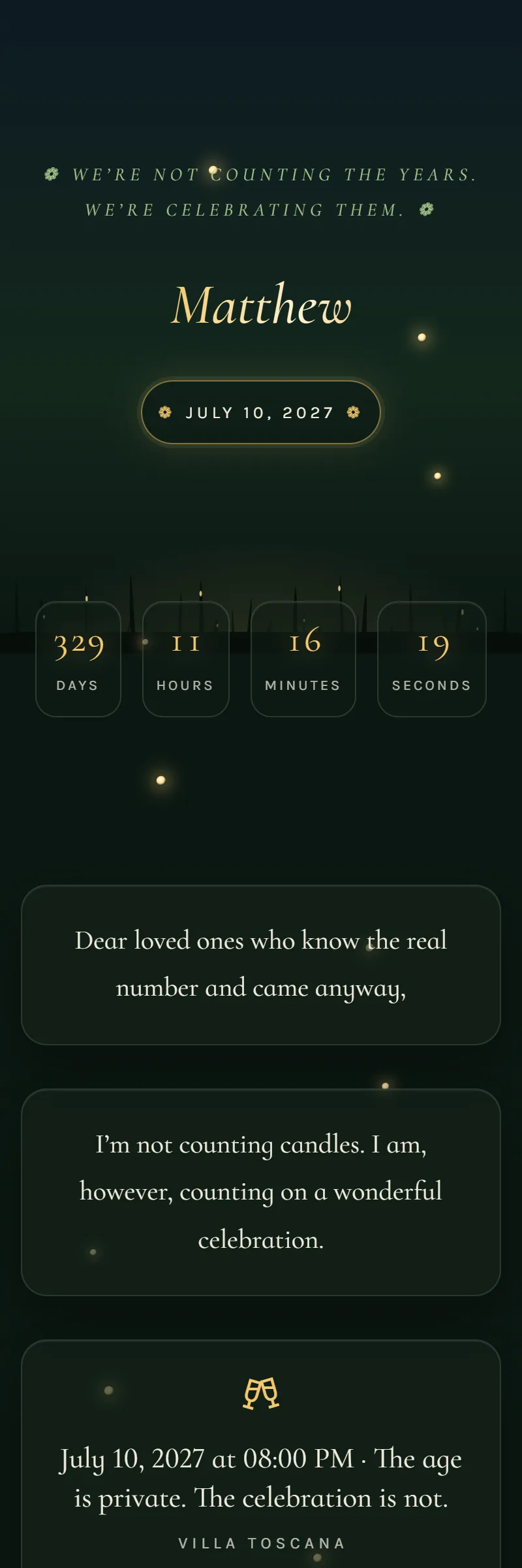 Online Anniversary invitation, Midsummer Fireflies template