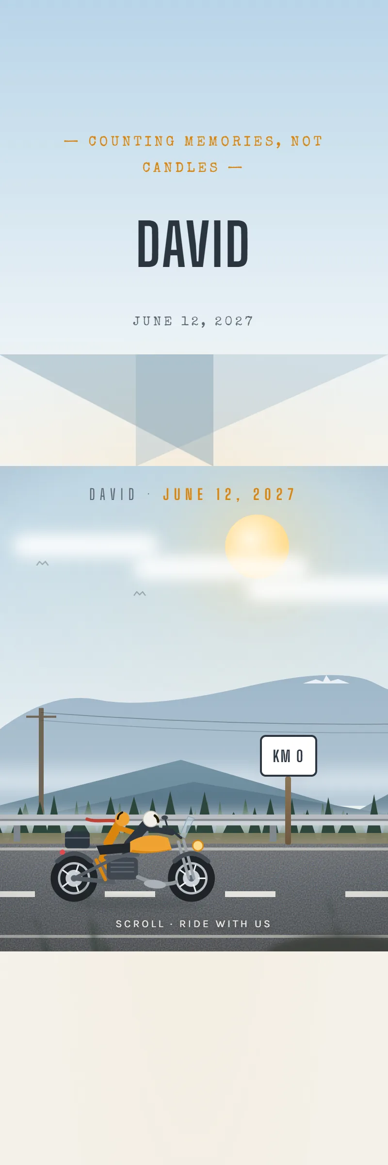 Online Anniversary invitation, Two Wheels template