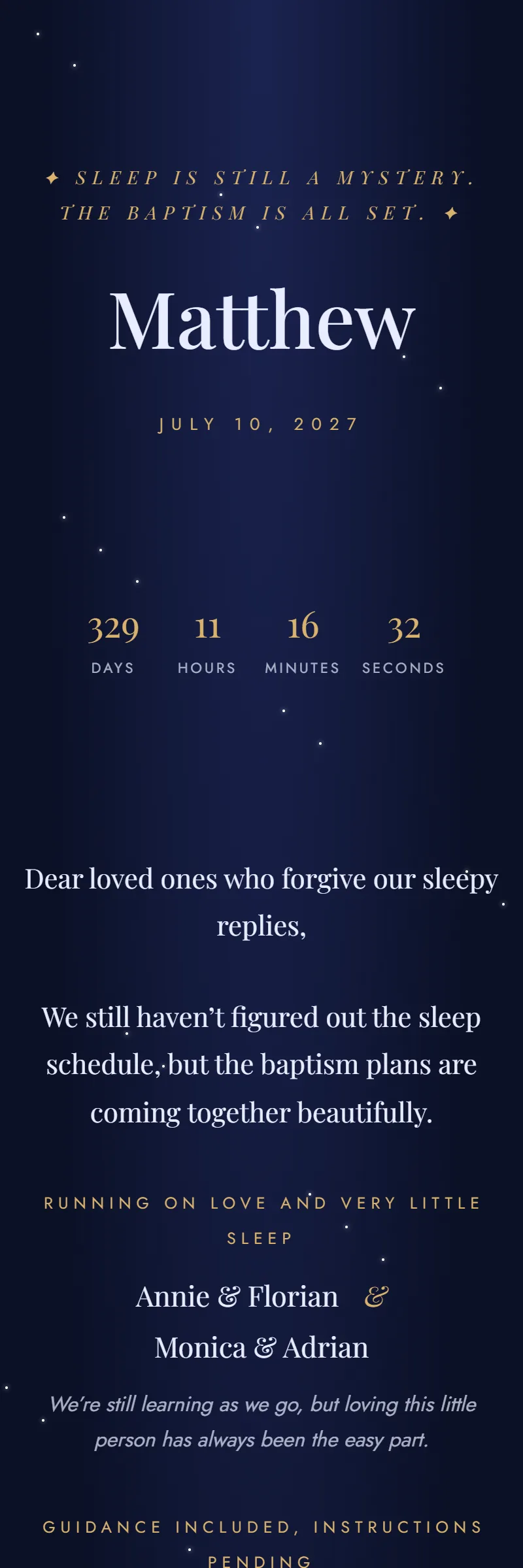 Online Baptism invitation, Celestial template