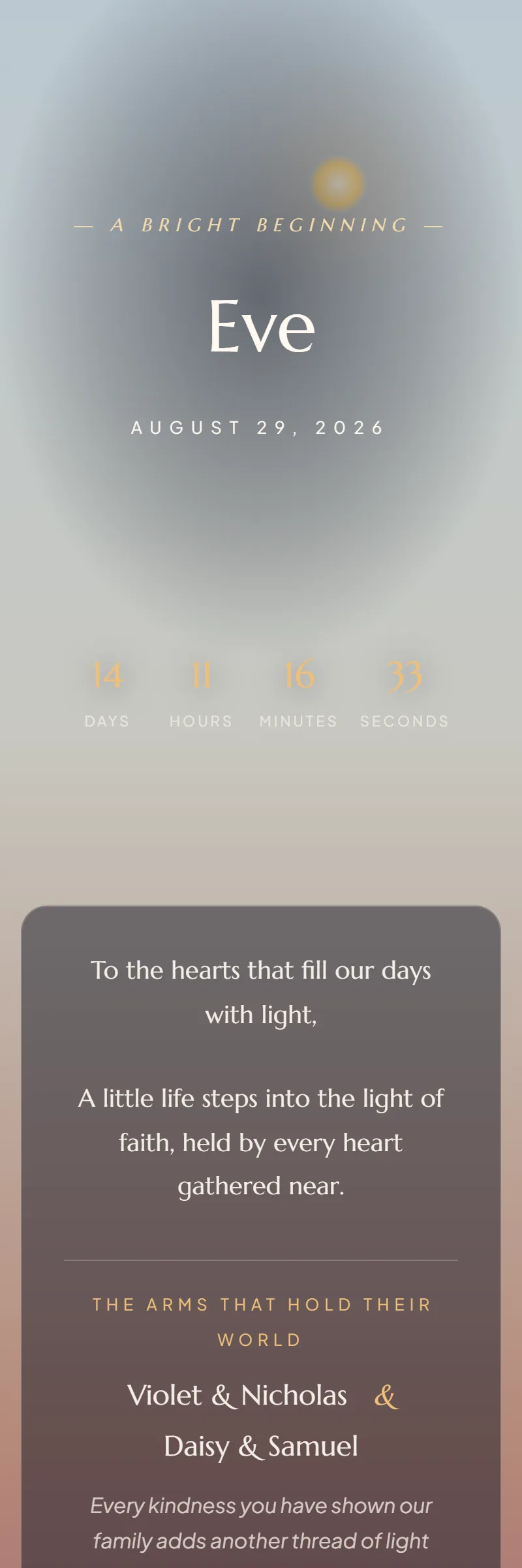 Online Baptism invitation, Golden Hour template