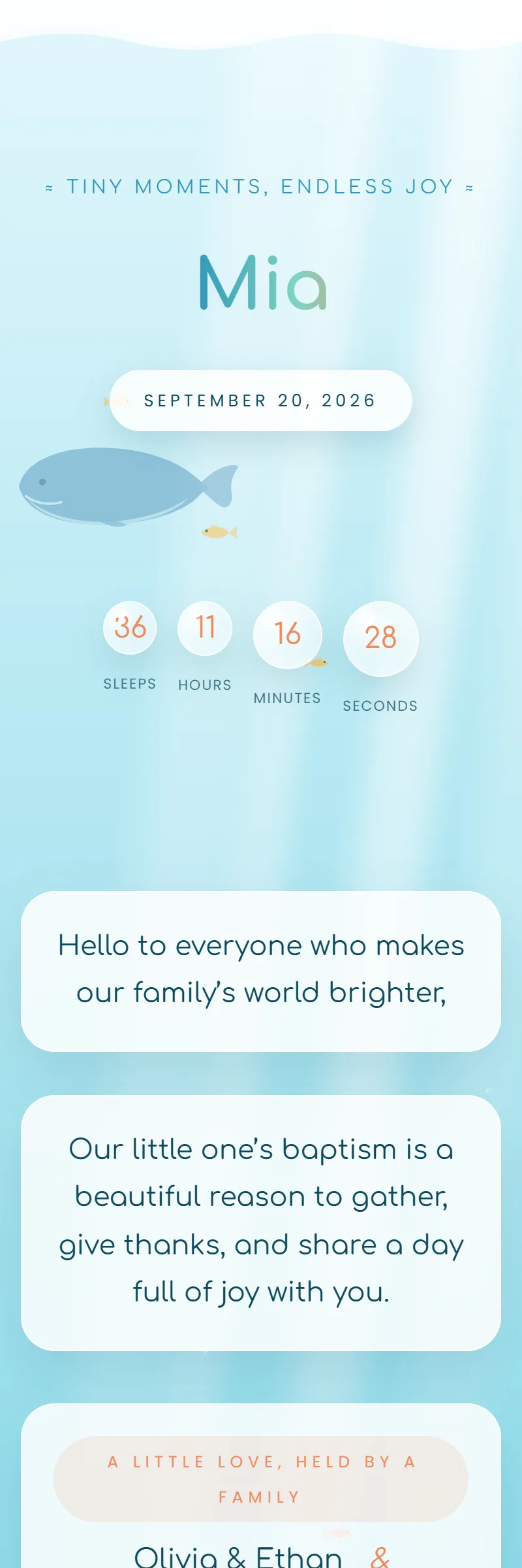 Online Baptism invitation, Little Ocean template