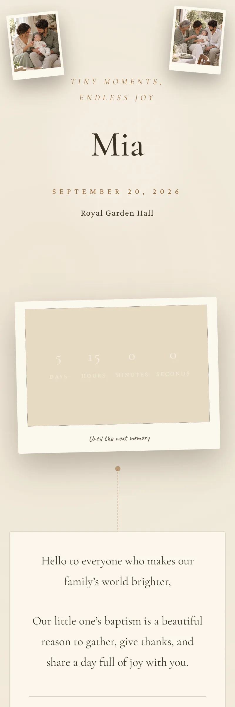 Online Baptism invitation, Frames of Memory template