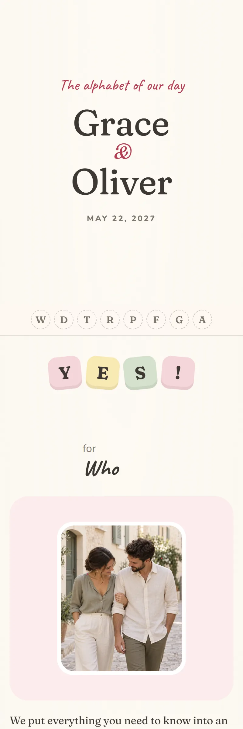 Online Civil Wedding invitation, The Alphabet template