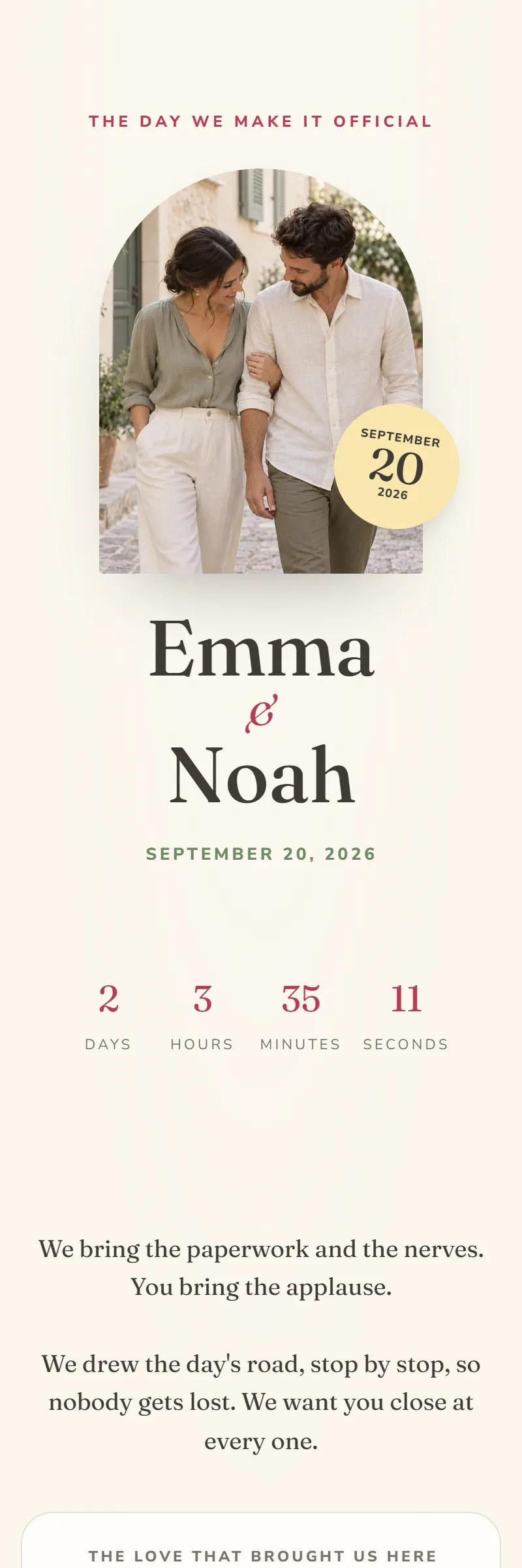 Online Civil Wedding invitation, The Day's Map template