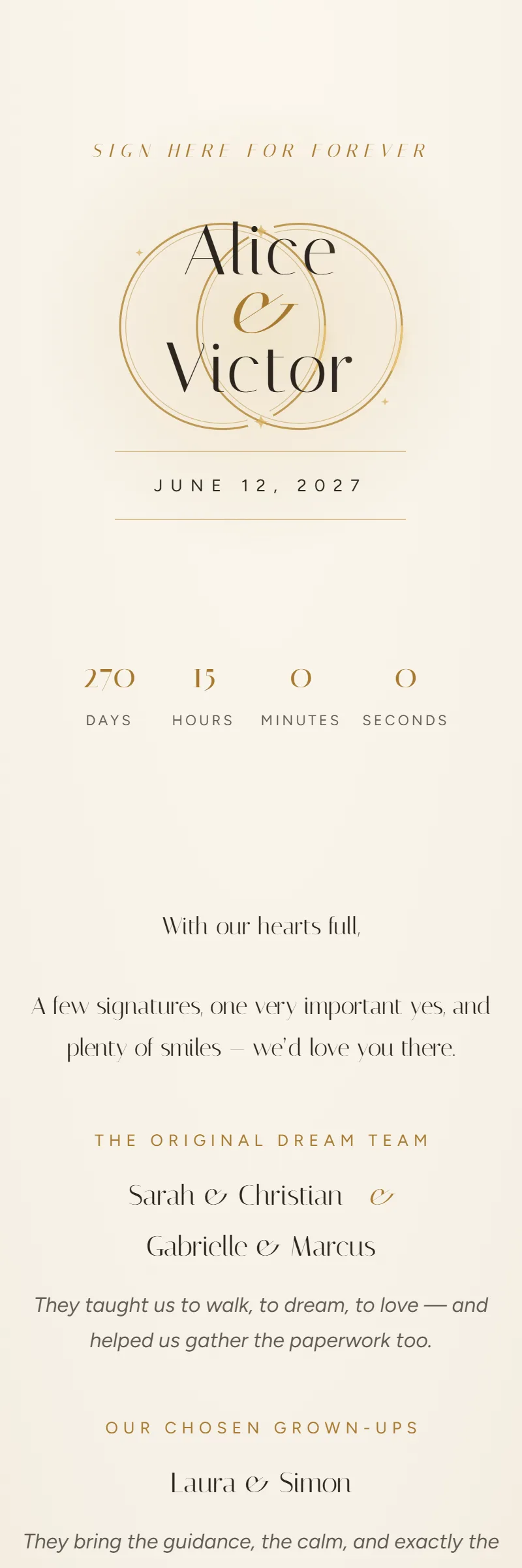 Online Civil Wedding invitation, Entwined template