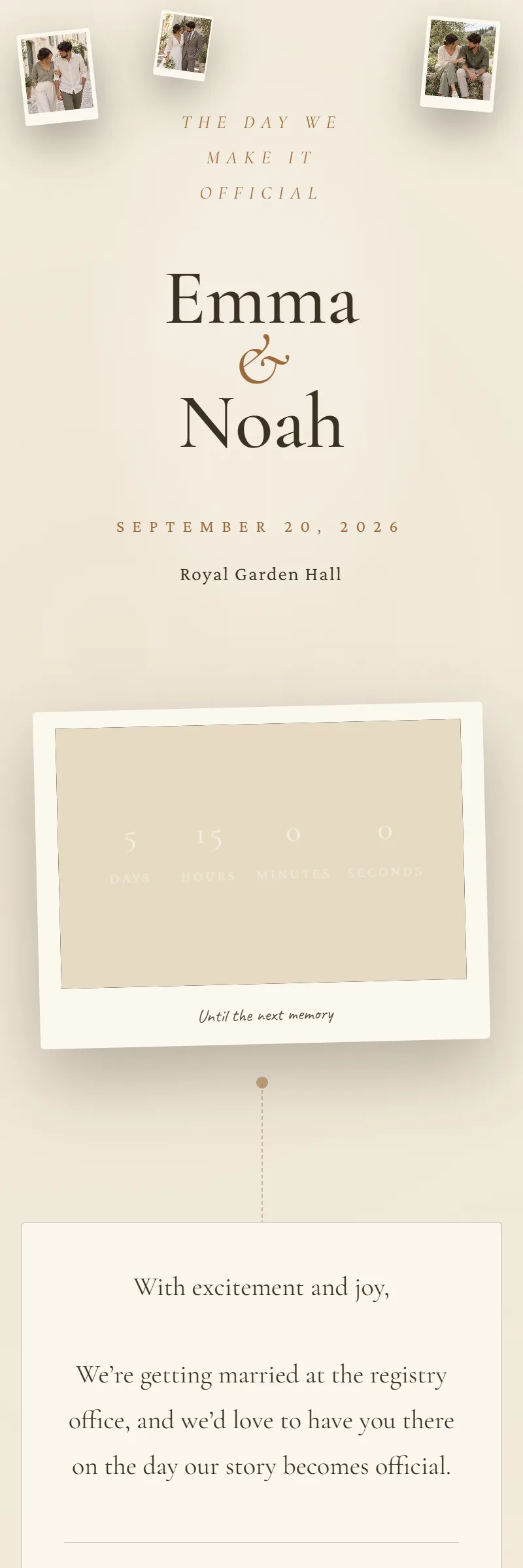 Online Civil Wedding invitation, Frames of Memory template