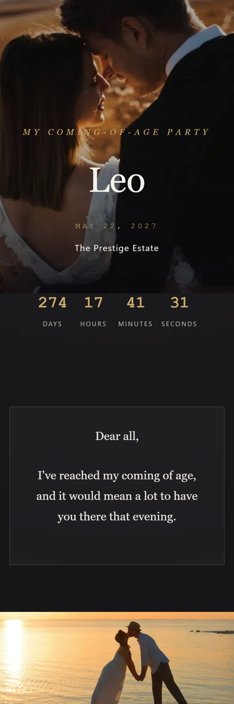 Online Coming of Age invitation, Lumière template