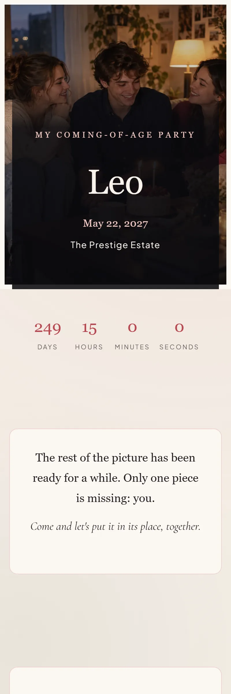 Online Coming of Age invitation, The Missing Piece template