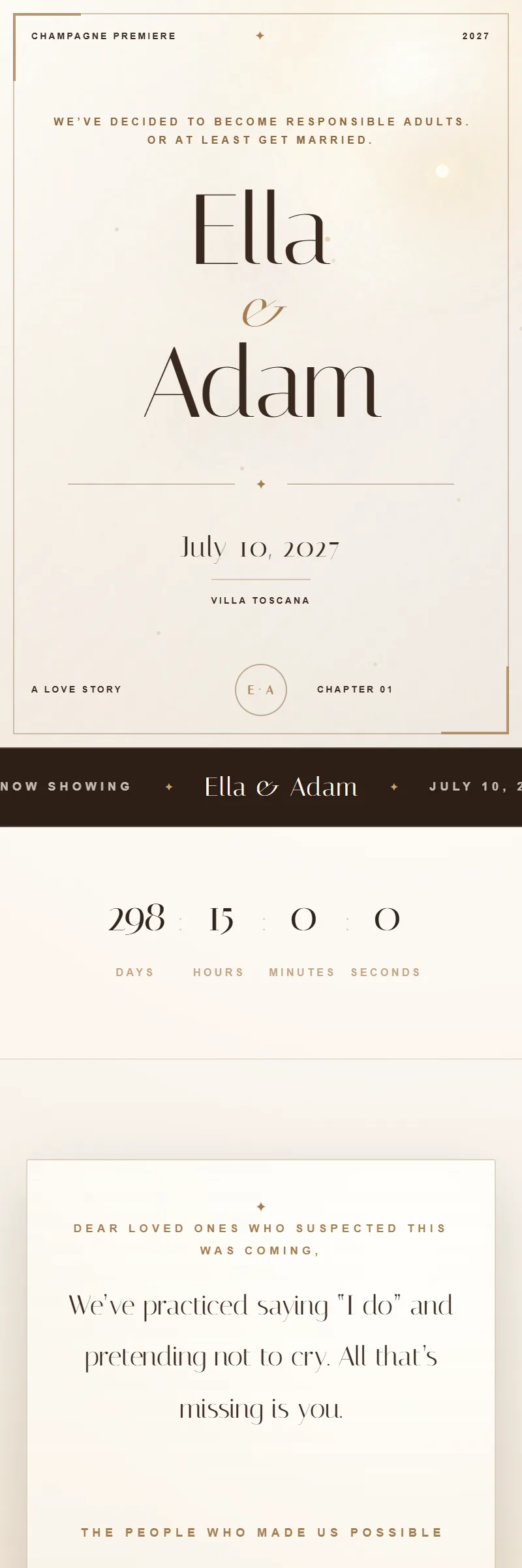 Online Wedding invitation, Champagne Premiere template