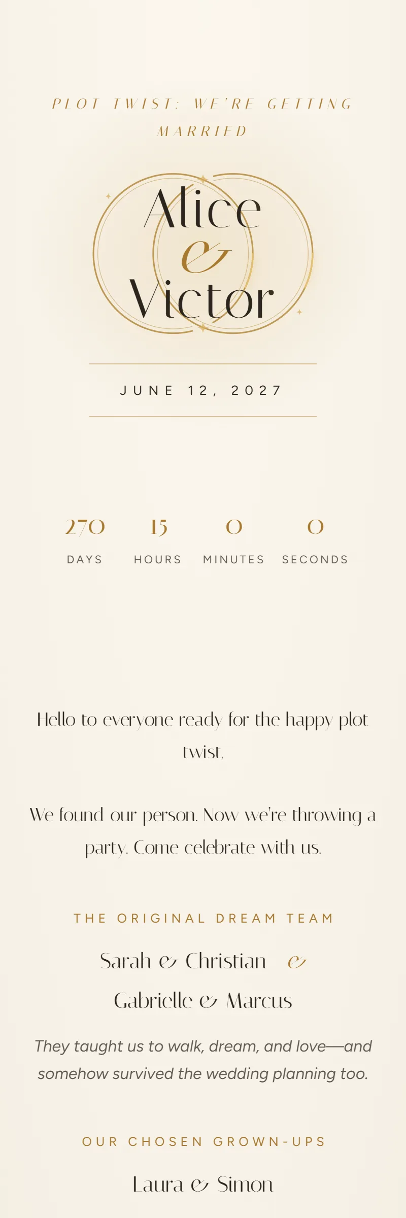 Online Wedding invitation, Entwined template