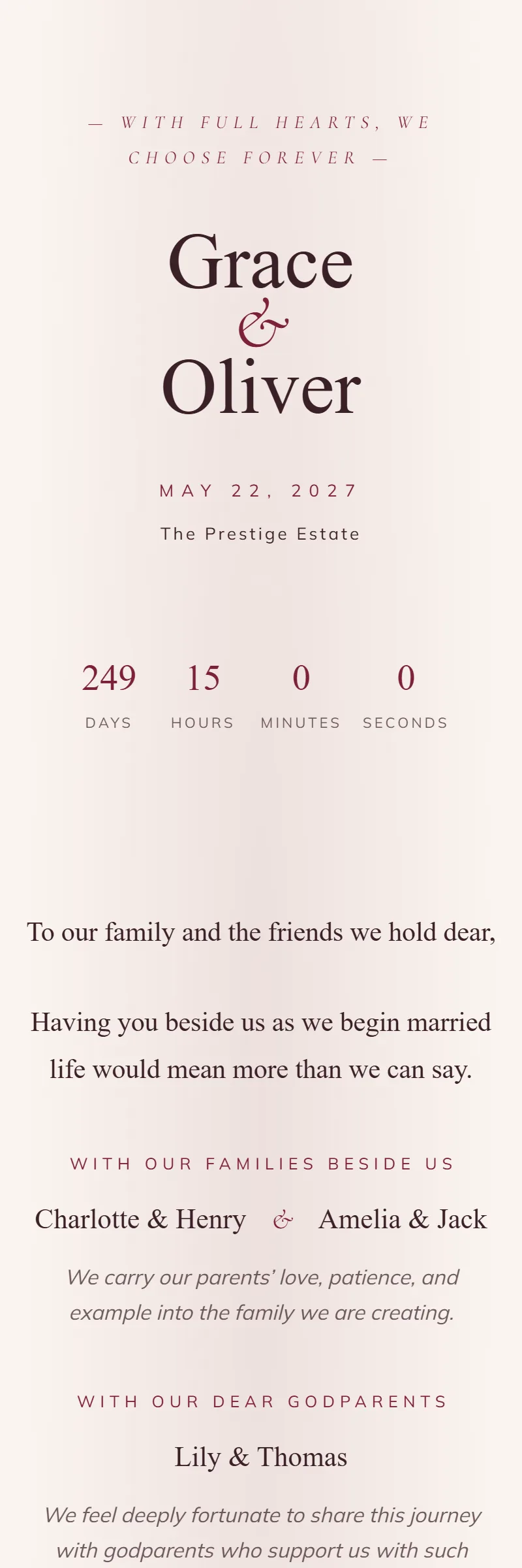 Online Wedding invitation, Petal Diary template