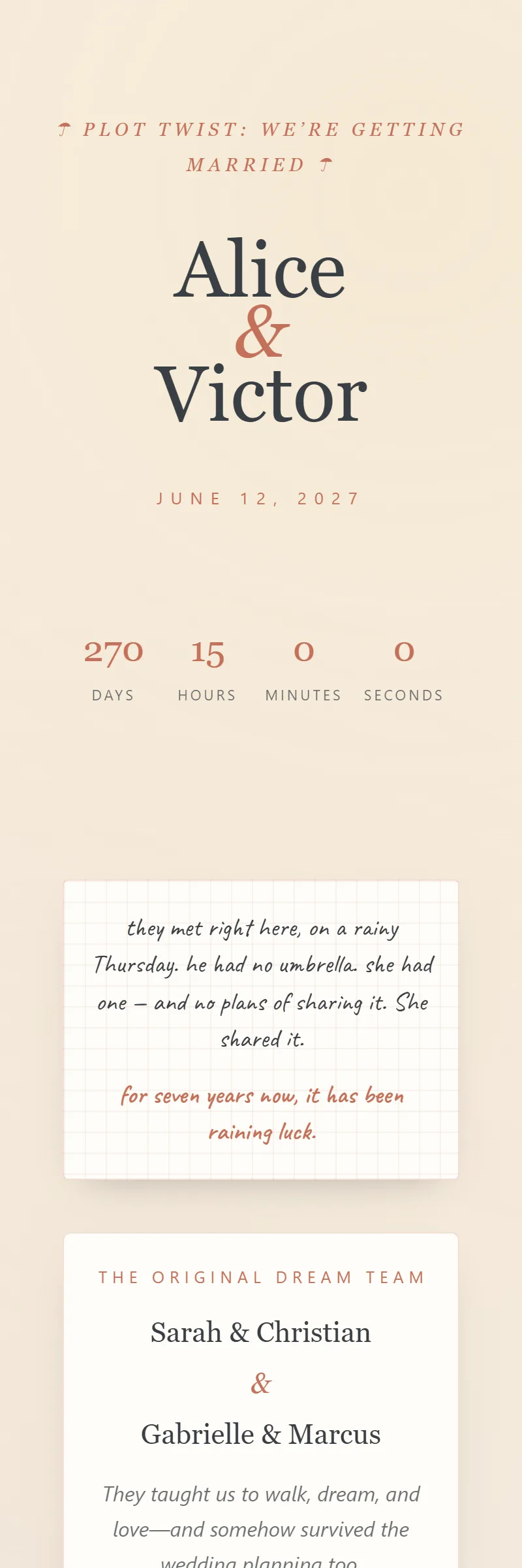 Online Wedding invitation, The Rainy Window template