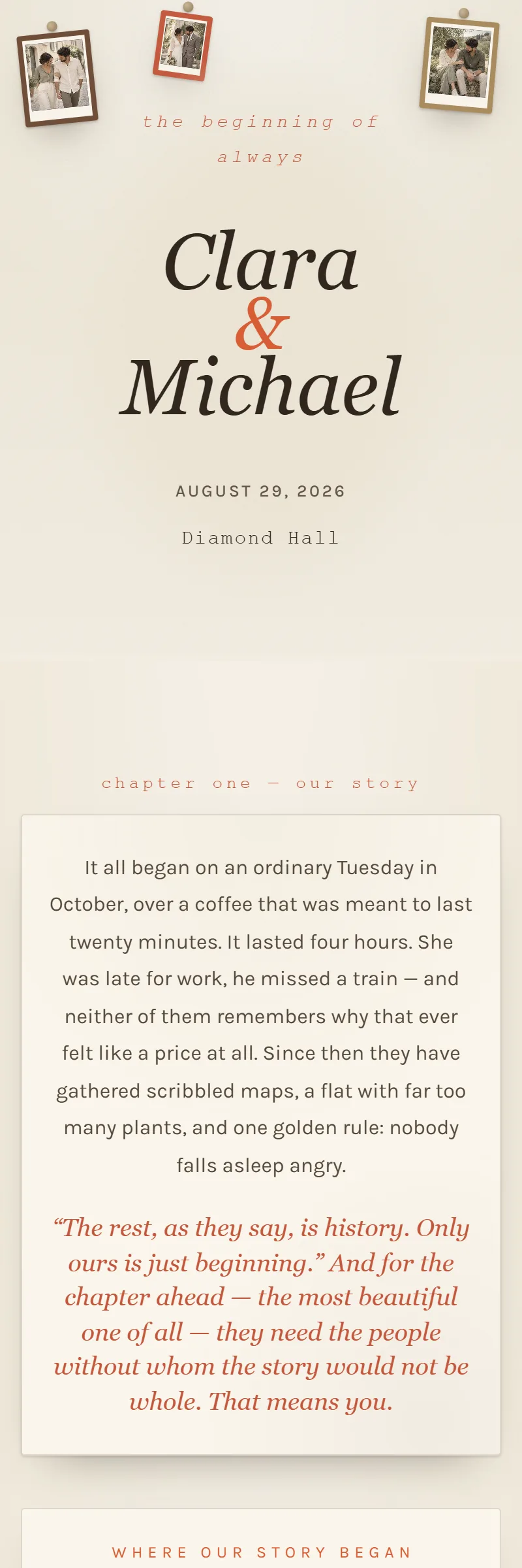 Online Wedding invitation, Reel Memories template