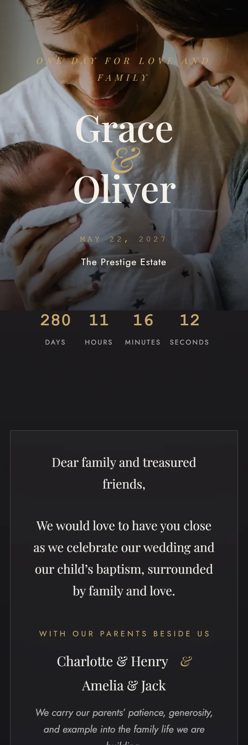 Online Wedding & Baptism invitation, Lumière template
