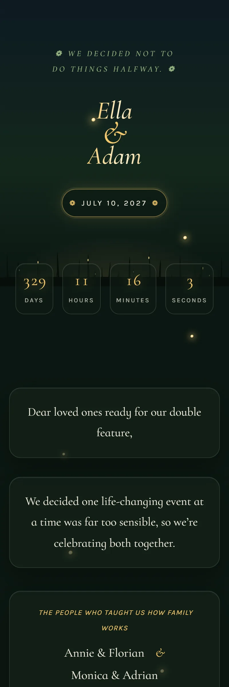 Online Wedding & Baptism invitation, Midsummer Fireflies template